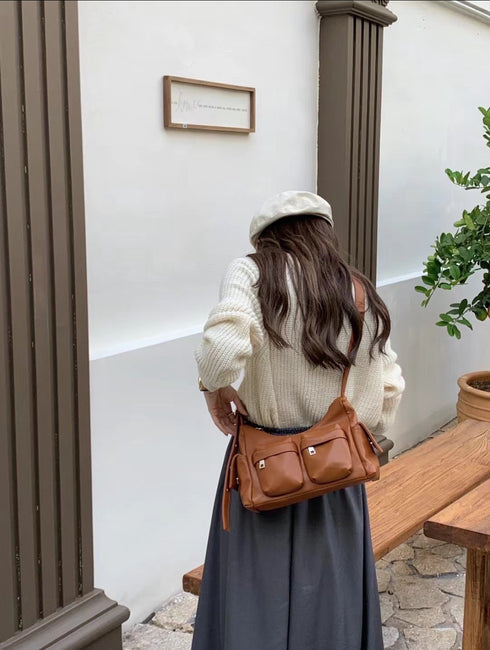 Vintage Versatile Multi Pocket Side Shoulder Bags Adjustable Straps